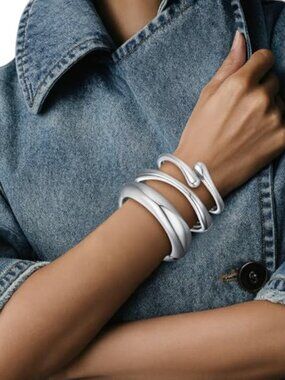 Chunky Gold Bangle Bracelets for Women Trendy 14K Gold Plated